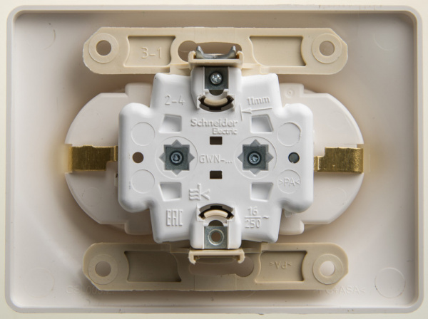 SE Glossa Перламутр Розетка 2-ая с/з , 16А (в сборе)