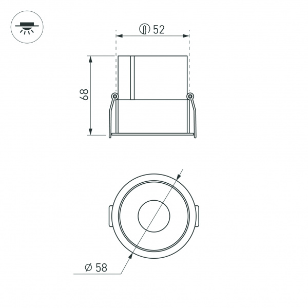 Светильник MS-ATLAS-BUILT-R58-10W Warm3000 (WH-WH, 35 deg, 230V) (Arlight, IP20 Металл, 5 лет)