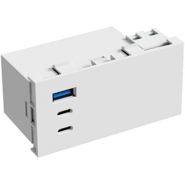 Donel USB зарядное устройство, 100W, Type A + C + C, 4 мод., бел. матовая (90х45мм), DUSB100WWM