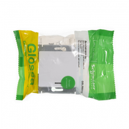 SE Glossa Бел Выключатель 1-клавишный с подсветкой, сх.1а, 10АХ