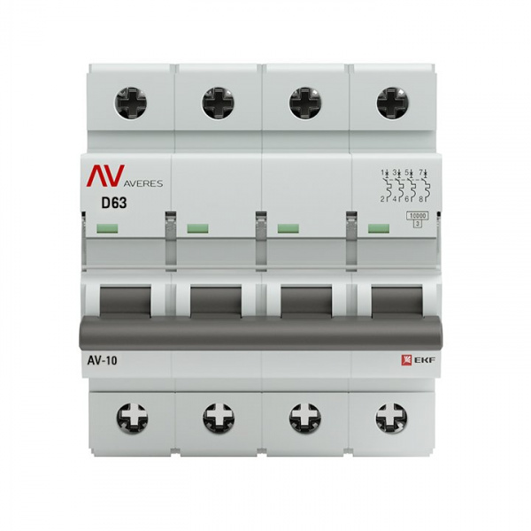 EKF Averes AV-10 Автоматический выключатель  (D) 4P 63А 10kA