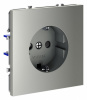 Розетка встраиваемая VOLTUM S70 с заземлением и защитными шторками, 16А, (сталь)