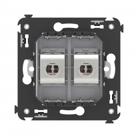 DKC Avanti Компьютерная розетка RJ-45 без шторки в стену, кат.5e двойная экранированная, Закаленная сталь