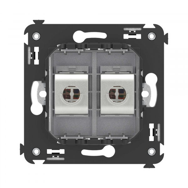 DKC Avanti Компьютерная розетка RJ-45 без шторки в стену, кат.5e двойная экранированная, Закаленная сталь
