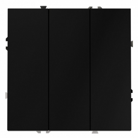 Выключатель встраиваемый VOLTUM S70 трехклавишный 10А, (черный матовый)