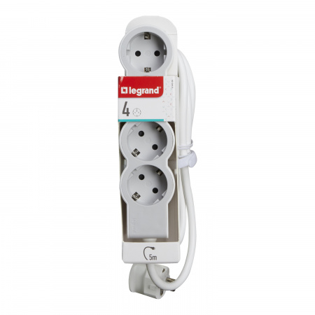 Legrand Revolution Стандарт Бело-серый Удлинитель 4x2К+З, кабель 5м