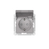 Systeme Electric AtlasDesign Алюминий Розетка с заземл. со шторк. с крышкой, 16А,IP20, мех., быстрозажим. клем.