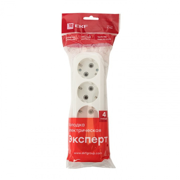 EKF PROxima Колодка 4 гн. 16А 3,5кВт с/з Эксперт