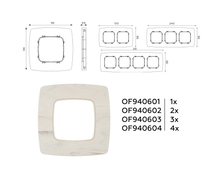 Рамка OMEGA Opera (Серо-бежевый мрамор) 4-ая OF940604