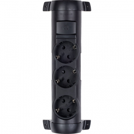 Legrand Комфорт Черный Удлинитель 3x2К+З с выкл., без кабеля, фиксир. поворотный блок, возможно крепление к стене