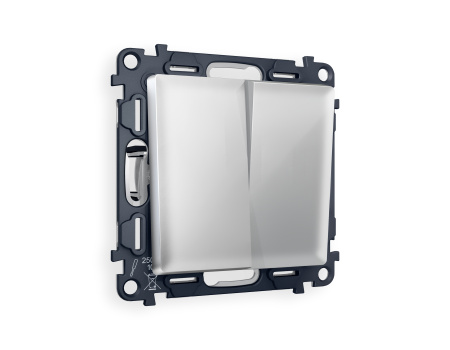 Комплект механизма 2-клавишного выключателя ALFA MA403010 Серебро глянец QUANT