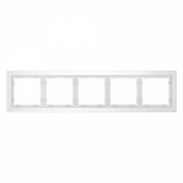 Рамка стеклянная VOLTUM S70 на 5 постов, (белый,матовый,стекло)