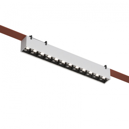 DK5570-WB Cветильник для трека-ремня Belty, серия Grill, со светодиодом, L323*W40*H45мм, 48V DC, 12W, RA90, 24°, 4000K, IP20, белый с черным, алюминий