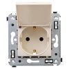 DKC Avanti Ванильная дымка Розетка с крышкой 2P+E