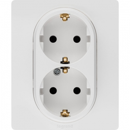 Legrand Etika Белый Двойная розетка с/з, винтовые клеммы