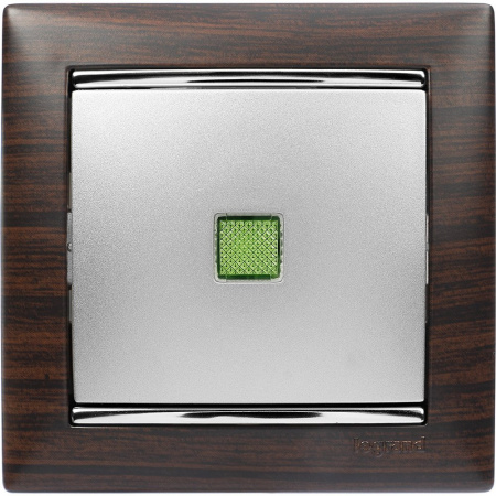 Legrand Valena Алюминий Выключатель 1-клавишный с подсветкой
