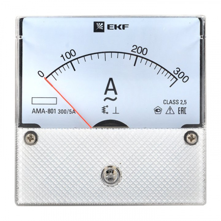 EKF PROxima Амперметр AMA-801 аналоговый на панель (80х80) круглый вырез 300А трансф. подкл.