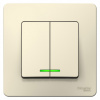 SE Blanca внутр Молочный Выключатель 2-клавишный с подсветкой, 10А, 250B