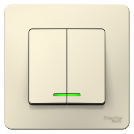 SE Blanca внутр Молочный Выключатель 2-клавишный с подсветкой, 10А, 250B