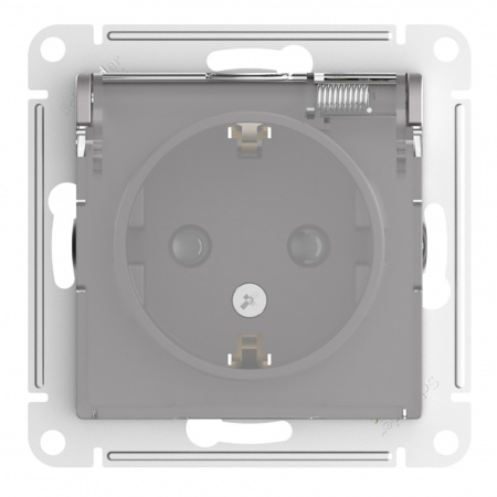 SE AtlasDesign Aqua Алюминий Розетка с/з со шторками с прозрач. крышк, 16А,IP44, мех