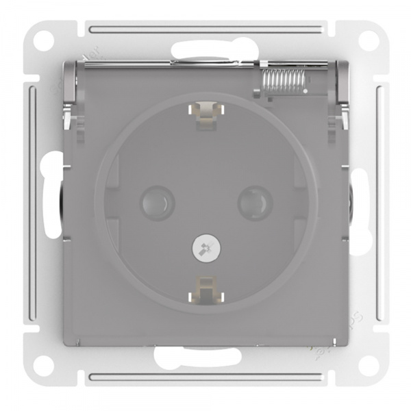 SE AtlasDesign Aqua Алюминий Розетка с/з со шторками с прозрач. крышк, 16А,IP44, мех