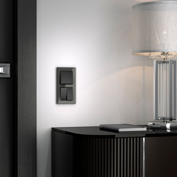 Рамка из стекла на 2 поста Favorit черный W0021108