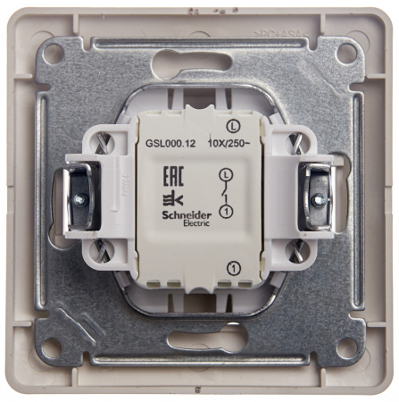 SE Glossa Платина Выключатель 1-клавишный сх.1, 10AX (в сборе)