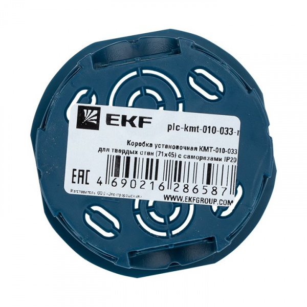 EKF PROxima Коробка установочная КМТ-010-033 для твердых стен (71х45) с саморезами IP20 розничный стикер