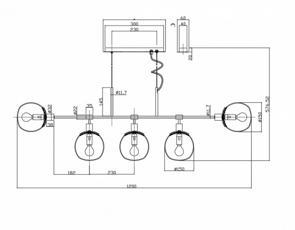 Подвесной светильник MOD221-PL-05-G Maytoni Erich