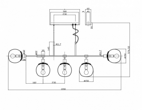 Подвесной светильник MOD221-PL-05-G Maytoni Erich