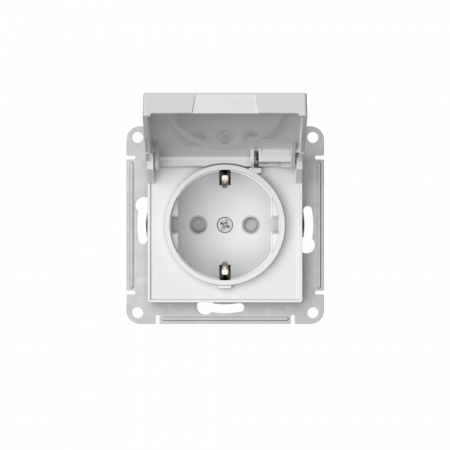 Systeme Electric AtlasDesign Белый Розетка с заземл. со шторк. с крышкой, 16А,IP20, мех., быстрозажим. клем.