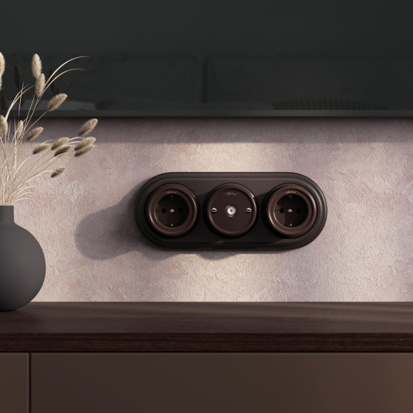 ТВ розетка коричневая ретро WL18-02-05