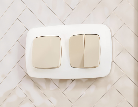 Лицевая панель OMEGA (Бежевый матовый) для 2-кл выключателей QUANT OP3230