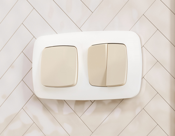 Лицевая панель OMEGA (Бежевый матовый) для 2-кл выключателей QUANT OP3230