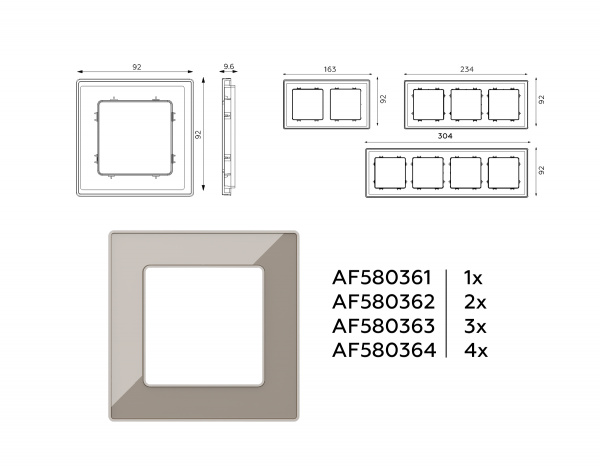 Рамка ALFA Arctic (Серо-бежевый Стекло органическое) 4-ая AF580364
