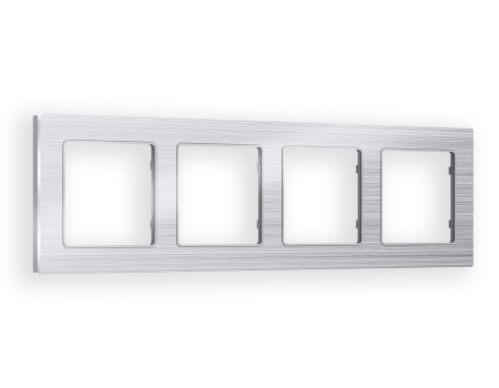 Рамка ALFA Platos (Серебро Металл шлифованный) 4-ая AF550104