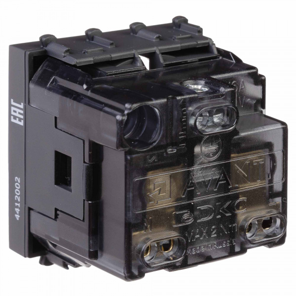 DKC Avanti Черный матовый Розетка 2P+E со шторками 2 модуля