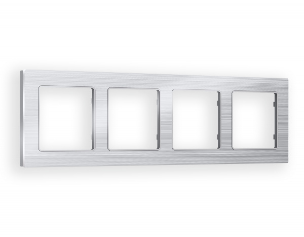 Рамка ALFA Platos (Серебро Металл шлифованный) 4-ая AF550104