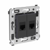 DKC Avanti Компьютерная розетка RJ-45 без шторки в стену, кат.6А двойная, Черный матовый