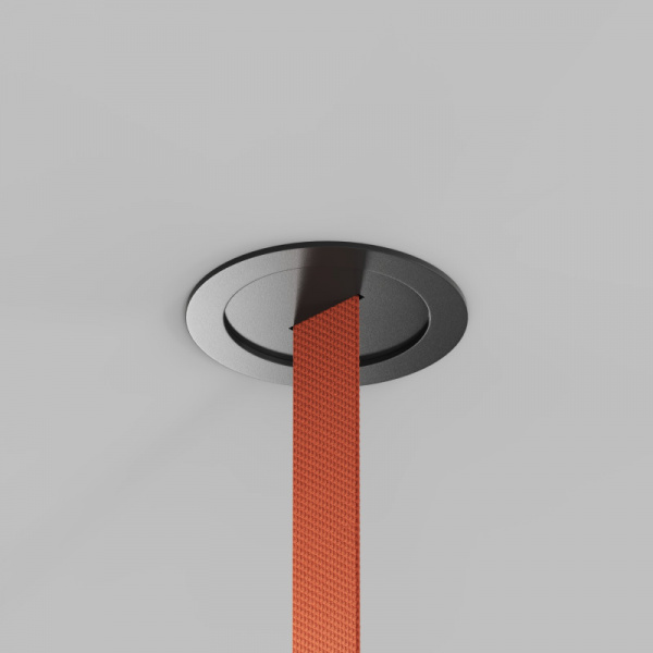 TR5513-BK Встраиваемое основание с возможностью подачи питания треку-ремню Belty, серия Base. Не вмещает блок питания. D100*H72мм, монтажный D90мм, IP20, черный, алюминий