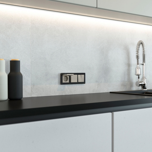 Перекрестный выключатель двухклавишный (дымчатый) W1223004