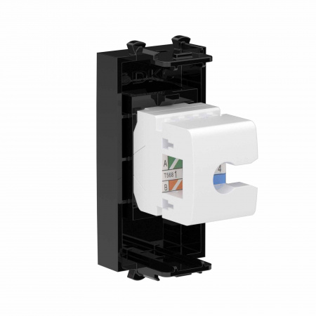 DKC Avanti Телефонная розетка RJ-12 без шторки модульная, Черный квадрат, 1 модуль