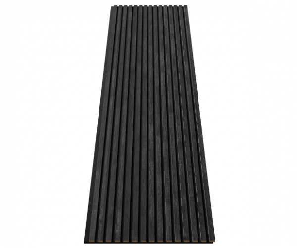 Акустическая панель, черный войлок, 2750х600х19мм, рейки МДФ дуб графит Акустическая панель, черный войлок, 2750х600х19мм, рейки МДФ дуб графит