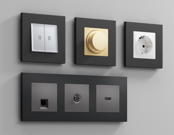 Рамка ALFA Qubi (Графит Мягкое касание) 4-ая AF250804