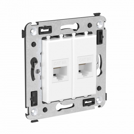 DKC Avanti Компьютерная розетка RJ-45 без шторки в стену, кат.6А двойная, Белое облако