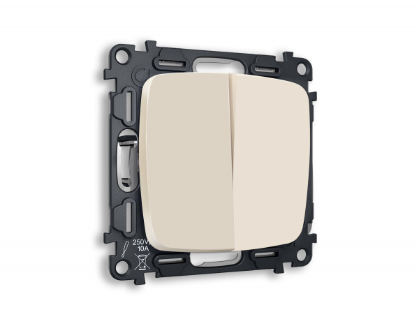 Комплект механизма 2-клавишного проходного выключателя OMEGA MO323020 Бежевый матовый QUANT