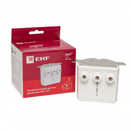 EKF PROxima Микроволновый датчик движения бел. для высоких потолков 2000Вт 360гр. 30м IP65 MW-707