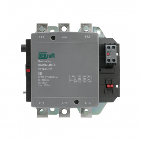 Dekraft Контактор 400А 220В_АС АС3_ АС4 1НО+1НЗ КМ-102