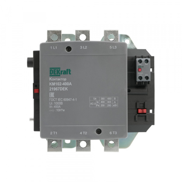 Dekraft Контактор 400А 220В_АС АС3_ АС4 1НО+1НЗ КМ-102