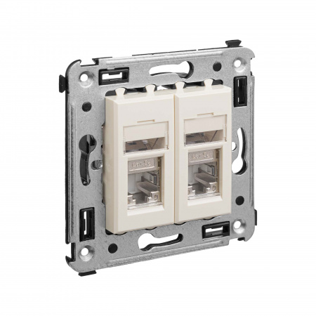 DKC Avanti Ванильная дымка Компьютерная розетка RJ-45 двойная  категория 5e экранированная